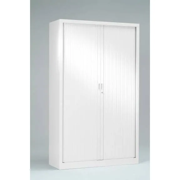 Armoire monobloc h198xl 60xp43 cm 4 tab. Blanc rideaux blanc
