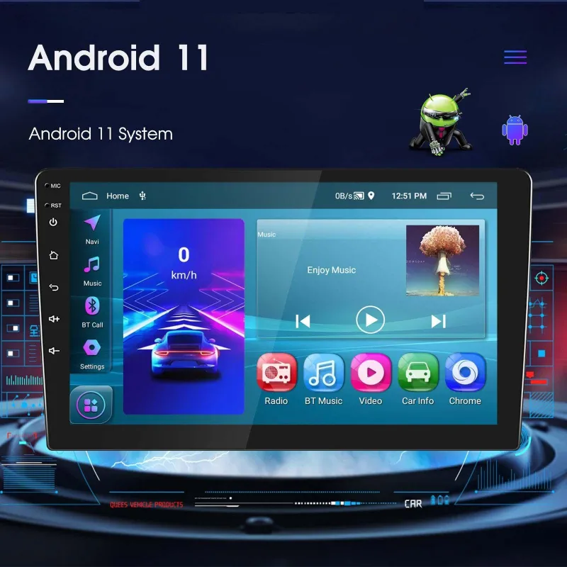 Autoradio Android 10 Pouces Écran Tactile Avec CarPlay