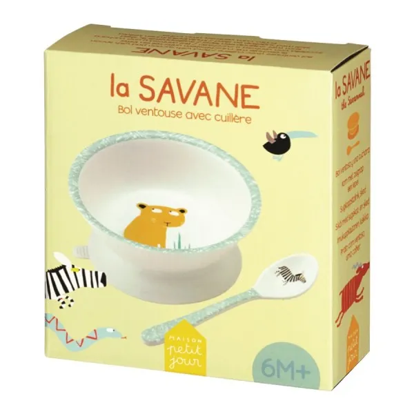 Bol ventouse et petite cuillère Savane