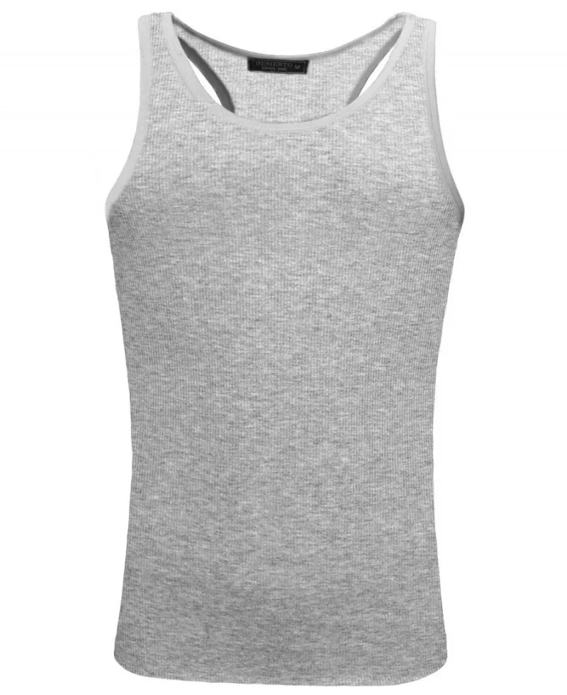 Débardeur gris moulant pour homme coton côtelé