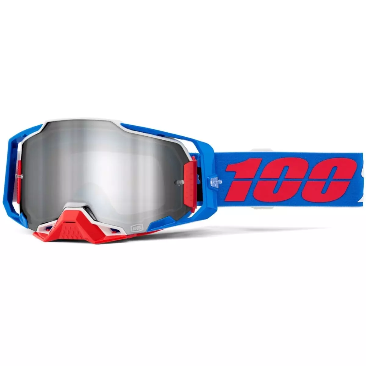 Masque Cross 100% Armega Ironclad Bleu Iridium Argent - Masque Cross
