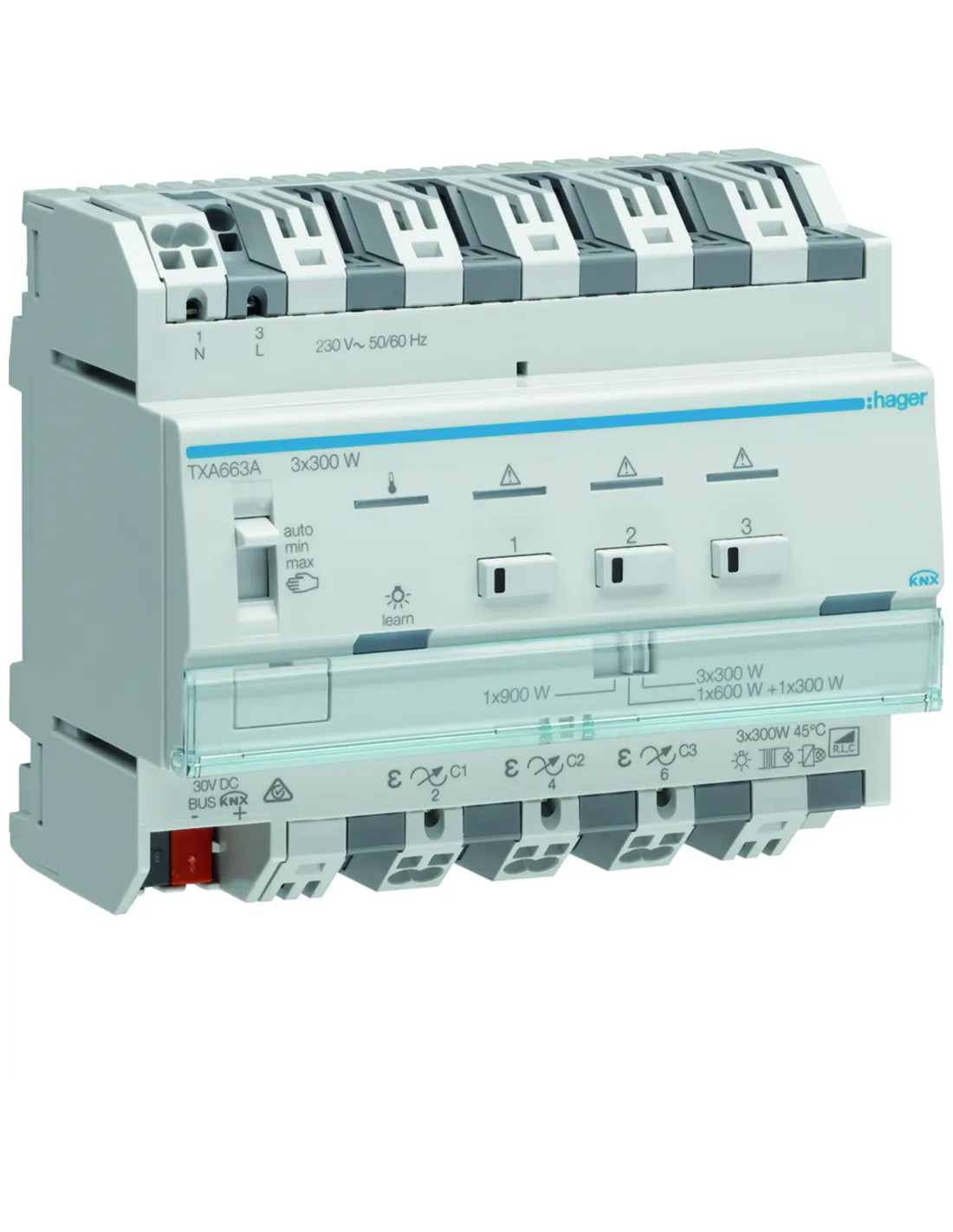 Module de sortie pour l'éclairage variable - 3 sorties directes 300W / New Easy HAGER TXA663A