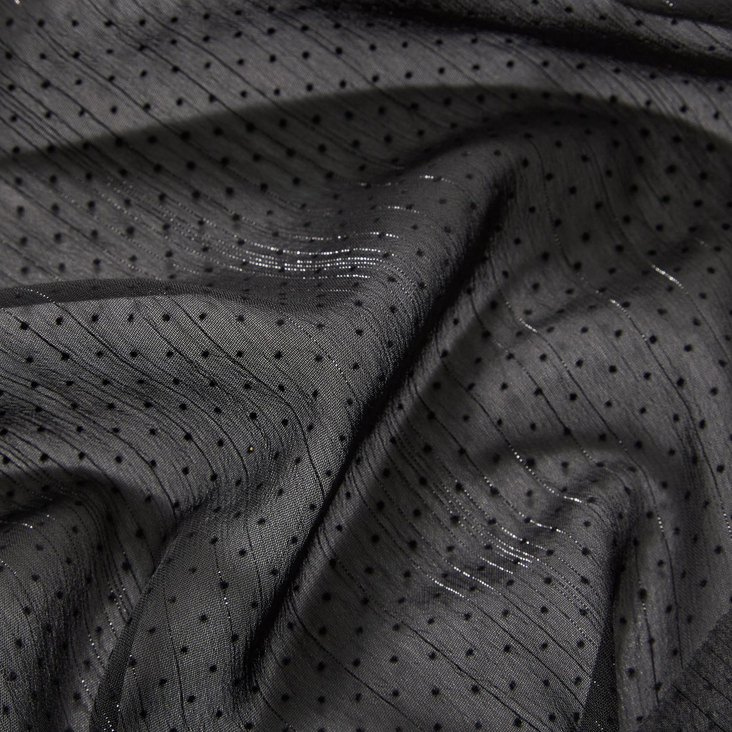 Mousseline Rayures et pois pailletés – noir