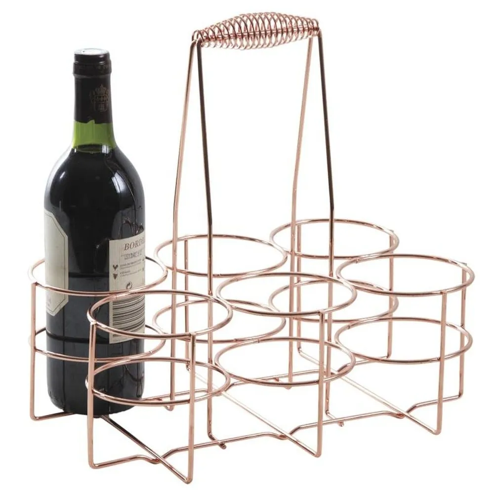 Panier 6 bouteilles design métal cuivré
