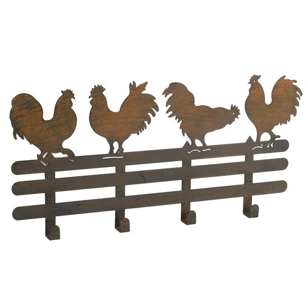 Patère en métal rouillé coq