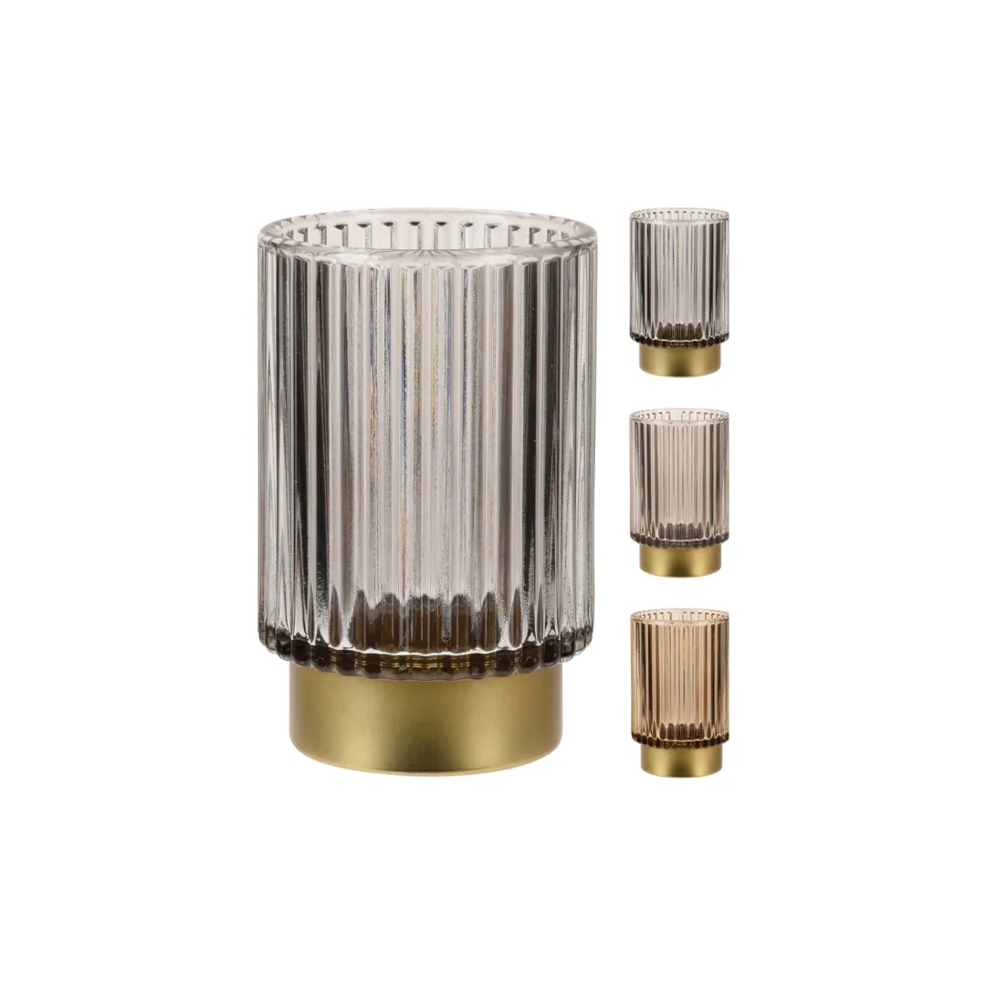 PHOTOPHORE CLARA EN VERRE AVEC SUPPORT DORE 