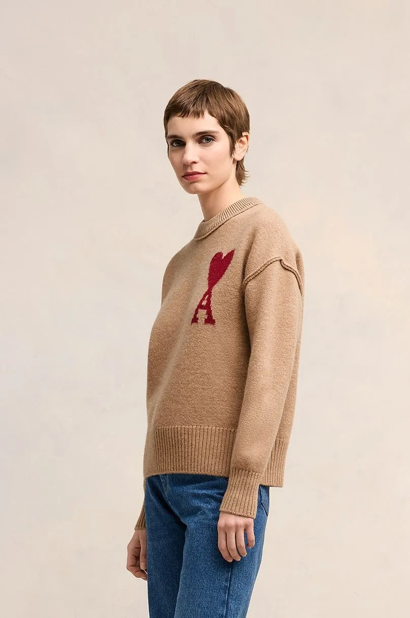 Pull en Laine unisexe au Coeur Blanc Ami Paris