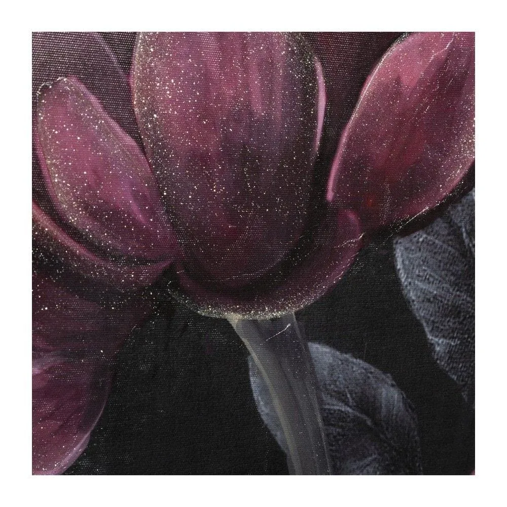 Tableau toile murale encadrée peinte fleurs 57x57cm