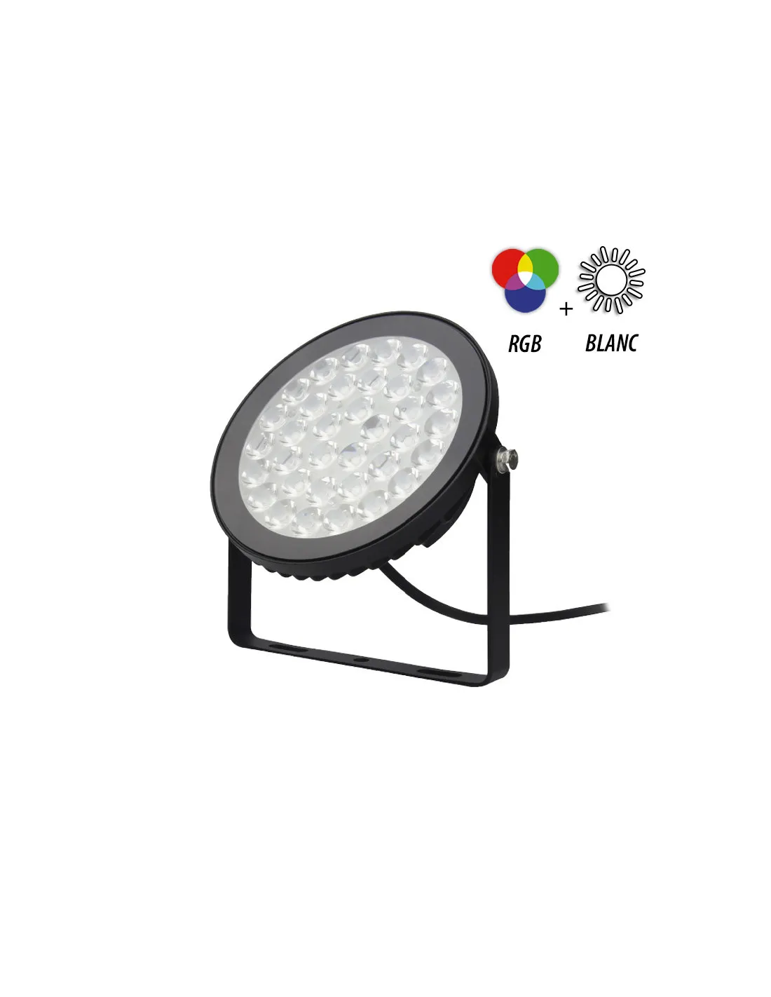 TOURNESOL PROJECTEUR RGB + BLC 15W CCT 2700K A 6500K NOIR IP65 RF MIIDEX VISION-EL 80106